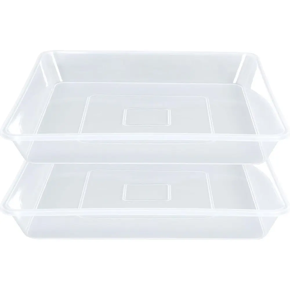 14 Inch Clear Plastic Square Plant Saucer Set of 2, Durable for Indoor & Outdoor Use
