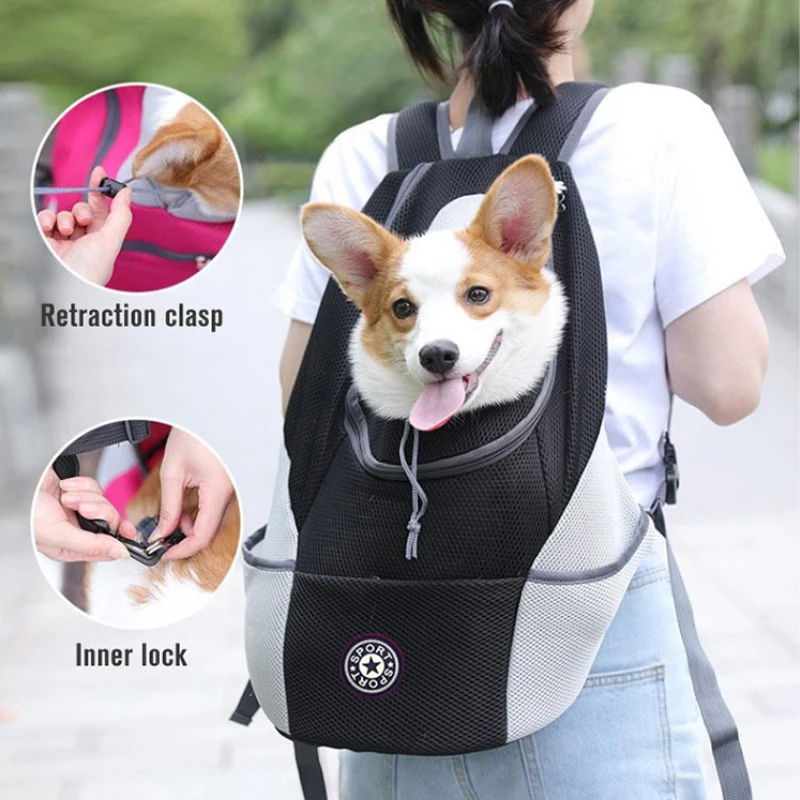 Dog Travel Portable Backpack Breathable Mesh Cat Puppy Double Shoulder Carrier Bag for Small Dog Pet Outdoor Carring Bag Package