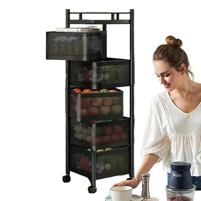 

Kitchen Fruit Vegetable Shelf Rotatable Multi Layer Storage Rack With Large Capacity For Chili Peppers Fruits Snack Home Storage