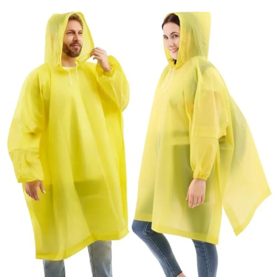 Reusable Waterproof Adult Rain Ponchos 2 Packs - Hood and Sleeves, Women's Theme Park Rain Outfits