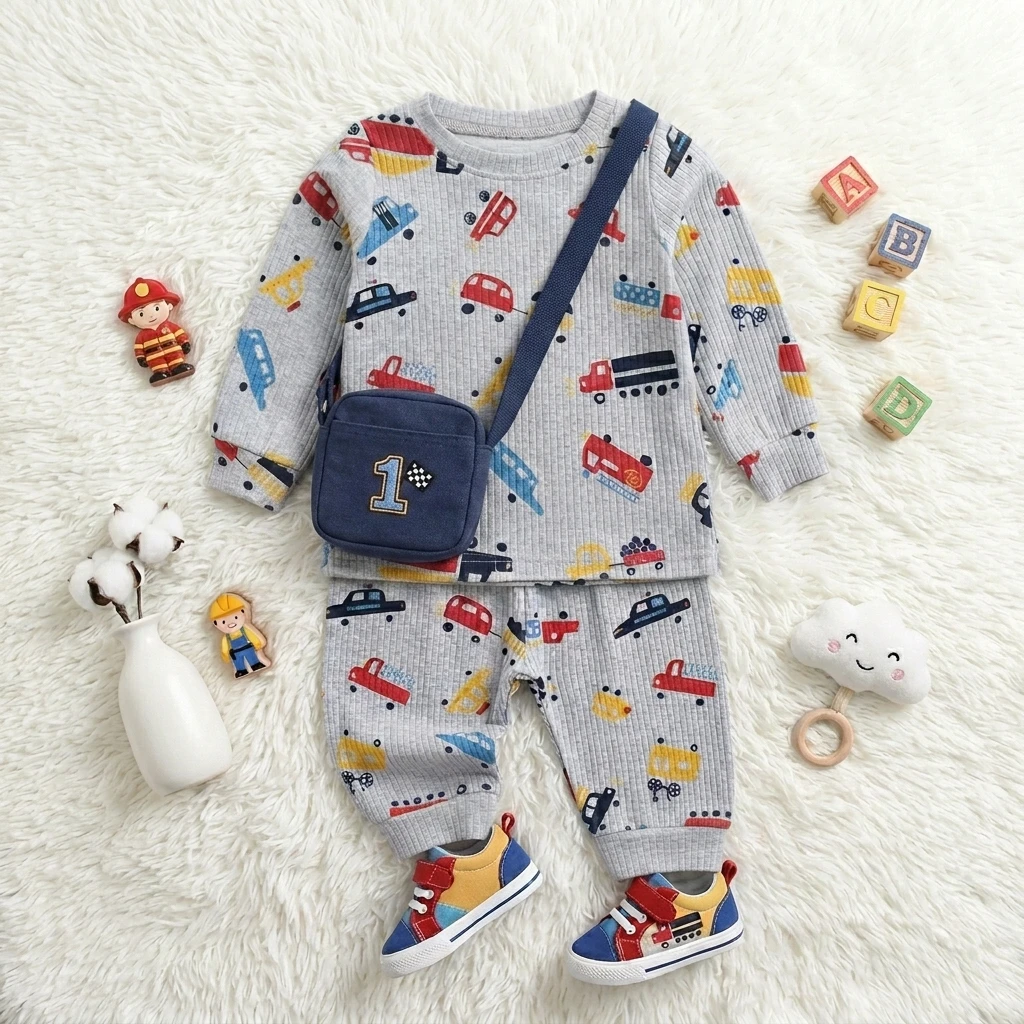 Baby Cute Autumn Casual 2pcs Baby Clothes Sets Animal Pattern Kids Tops + Long Pants Cotton