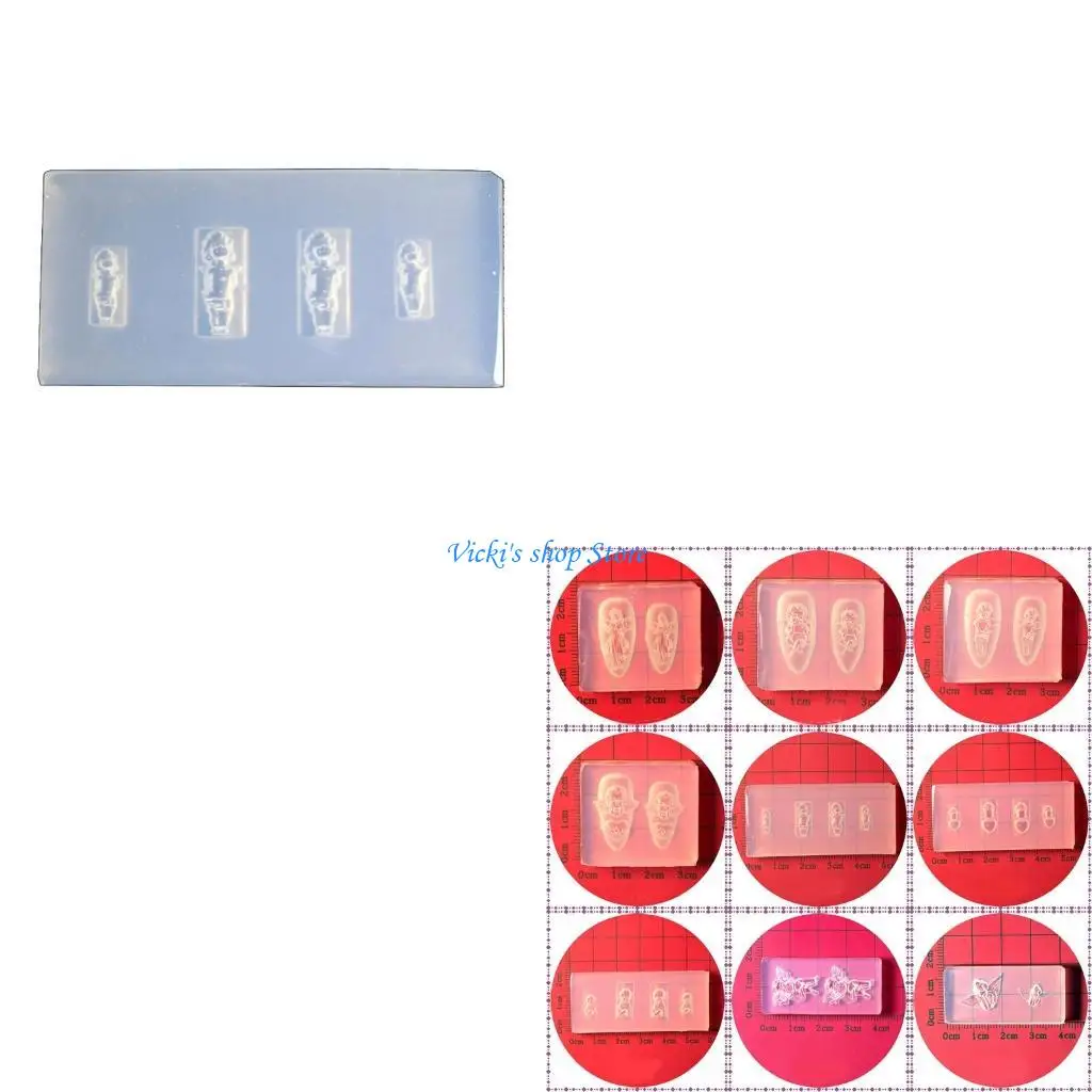 Nails Stencils Crystal Epoxy Resin Mold Silicone Carving Mold Mini Angel Series Mould Sculpture Stamping Plate