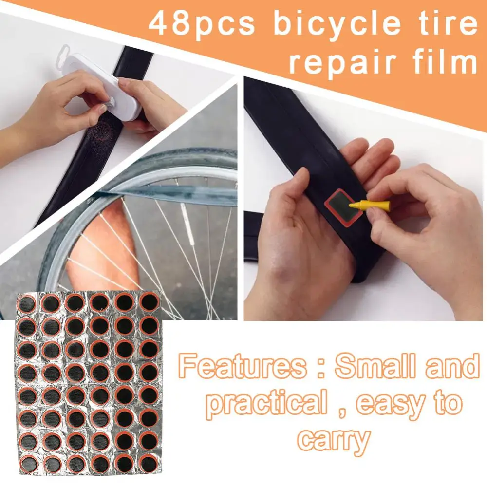 Bicycle Tire Patch 48 Pieces 25mm Mountain Bike Tire Repair Internal Perforation Repair Tool Bicycle Tire Kit Repair Tool