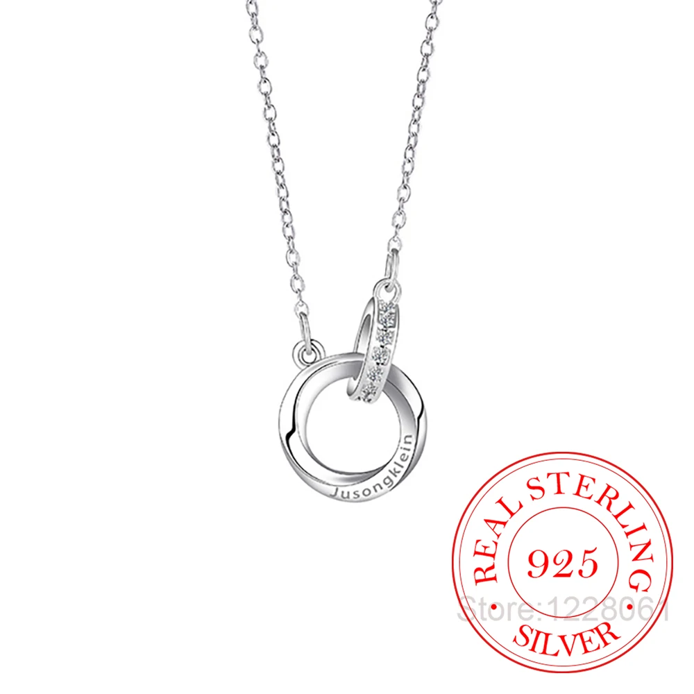 

925 Sterling Silver Jewelry Luxury Mobius Double Ring Pendant Necklace for Women Homme Luxury Wedding Party Gift