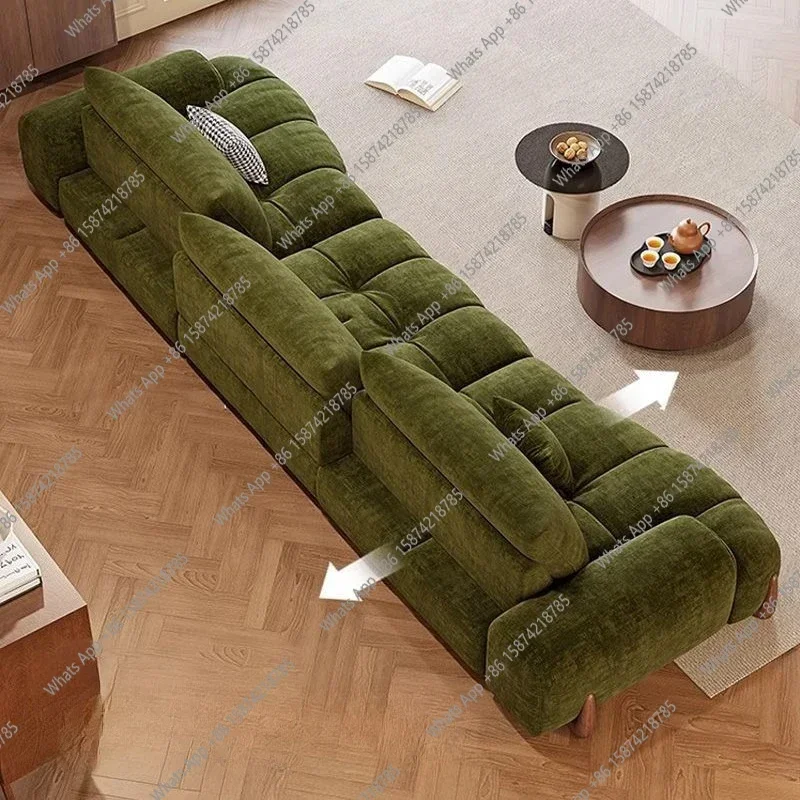 Z-J French Cream Style Fabric Sofa Living Room Small Apartment Combination Curved Sofa Backrest Multi-function Adjustment Chenil