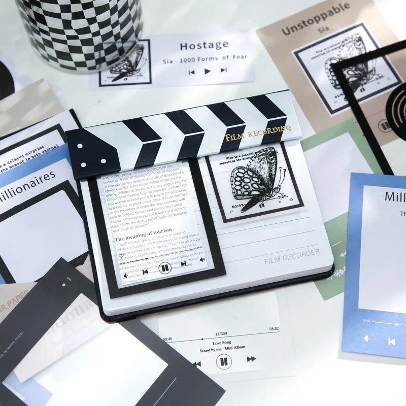 50pcs Retro Paper PVC Memo Pad Creative Camera Memory Fragments  for Scrapbooking DIY Decorative Material Collage Journaling