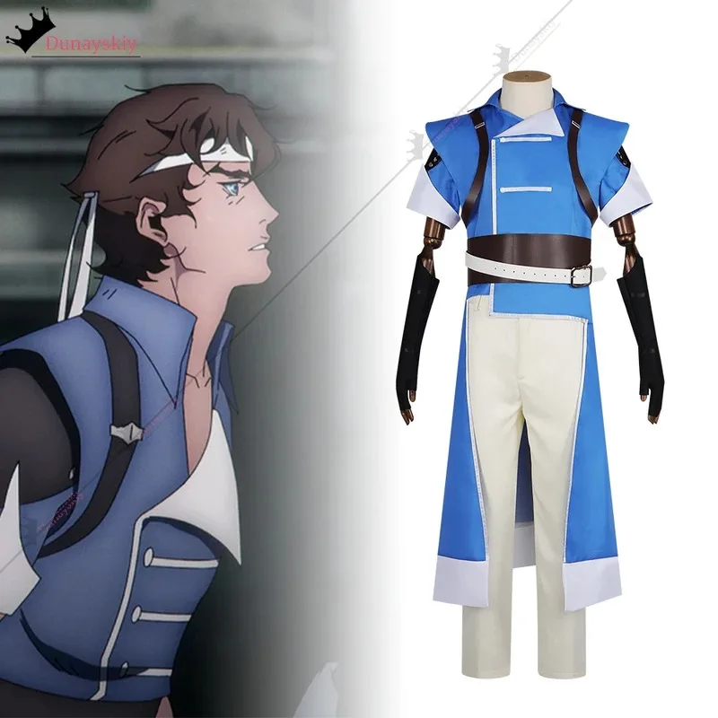 25COSRchter Belmont تأثيري أنيمي Castlevania ليلة زي Cinched الخصر الزي القتالي دعوى لعب الأدوار للجنسين الزي s-