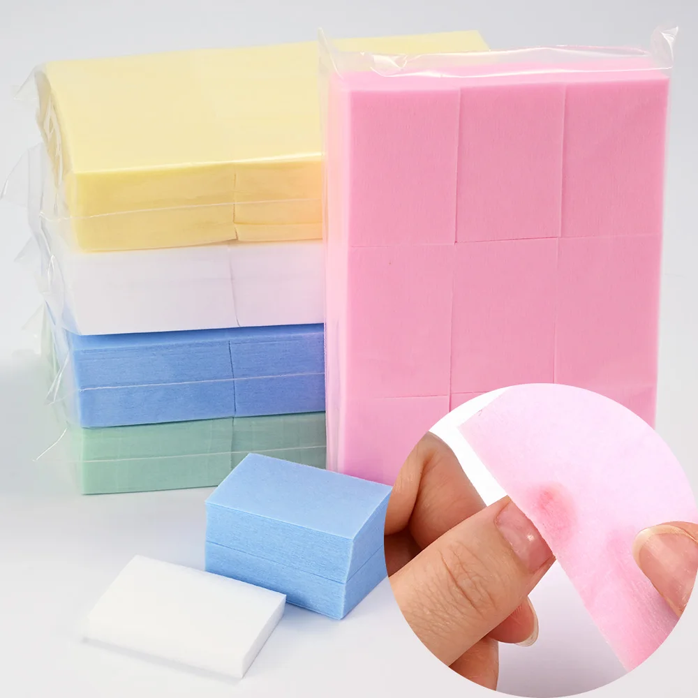 600Pcs Lint-Free Nail Polish Remover Cotton Wipes White/Pink UV Gel Tips Cleaner Pad Nail Polish Cleaning Napkins Manicure Tools