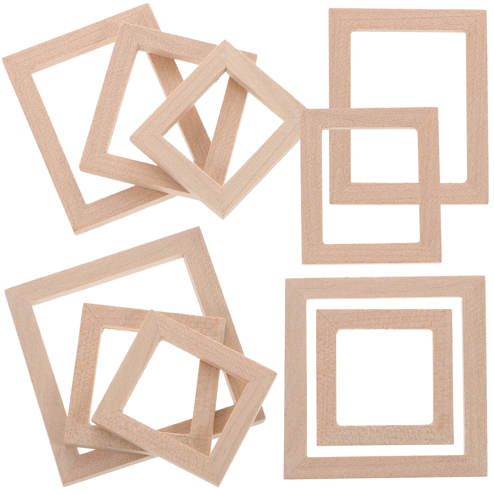 10 Pcs Mini Furniture Photo Frame Wooden Picture Frames Bulk Toddler Toy Decor Small Wood Tiny Unpainted Design Premium Sturdy