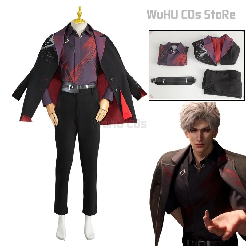 Gioco Love and Deepspace Sylus Qin Che Cosplay Costume parrucca capelli grigi parrucca corta syl's Lore Uniform Onychinus Leader Trench