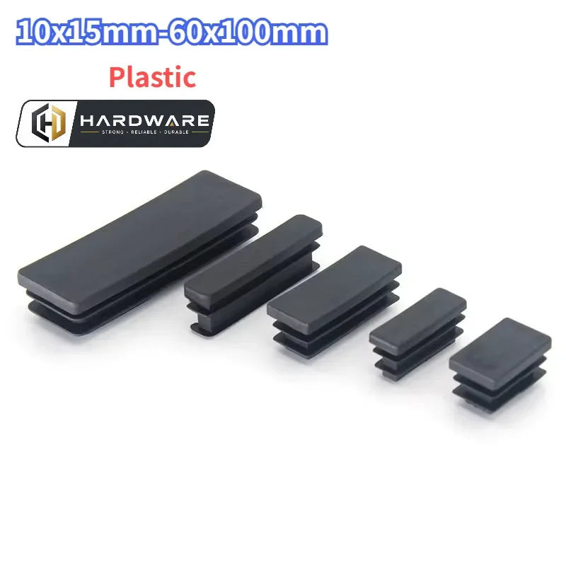 Rectangular Pipe Tube Cap Black Plastic Blanking End Caps Insert Plugs Bung Furniture Tables Chairs Foot Pads Protectors