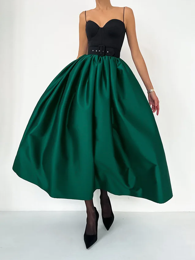 

Spring 2026 Sexy Sweet Loose A-Line Skirt f-length Polyester Fiber Casual Sle PVC Fabric Lady's Skirt