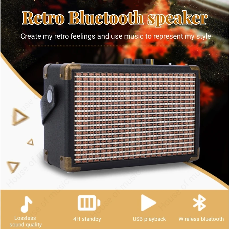 FM Radio Classic Retro Wireless Bluetooth Speakers High-power Stereo Surround Home Theater Subwoofer Outdoor Portable Sound Box