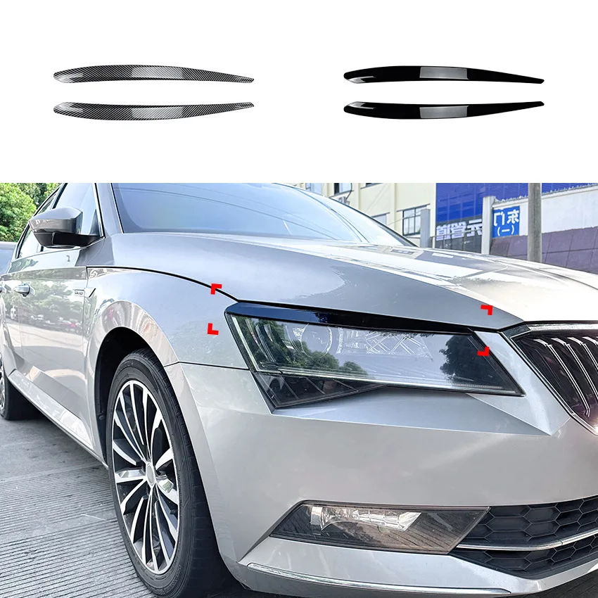 

2016 To 2019 For Skoda Superb B8 Lid Trim Lamp Cover Body Kits Front Headlight Eyebrow Eyelids Sticker Gloss Black Carbon Fiber