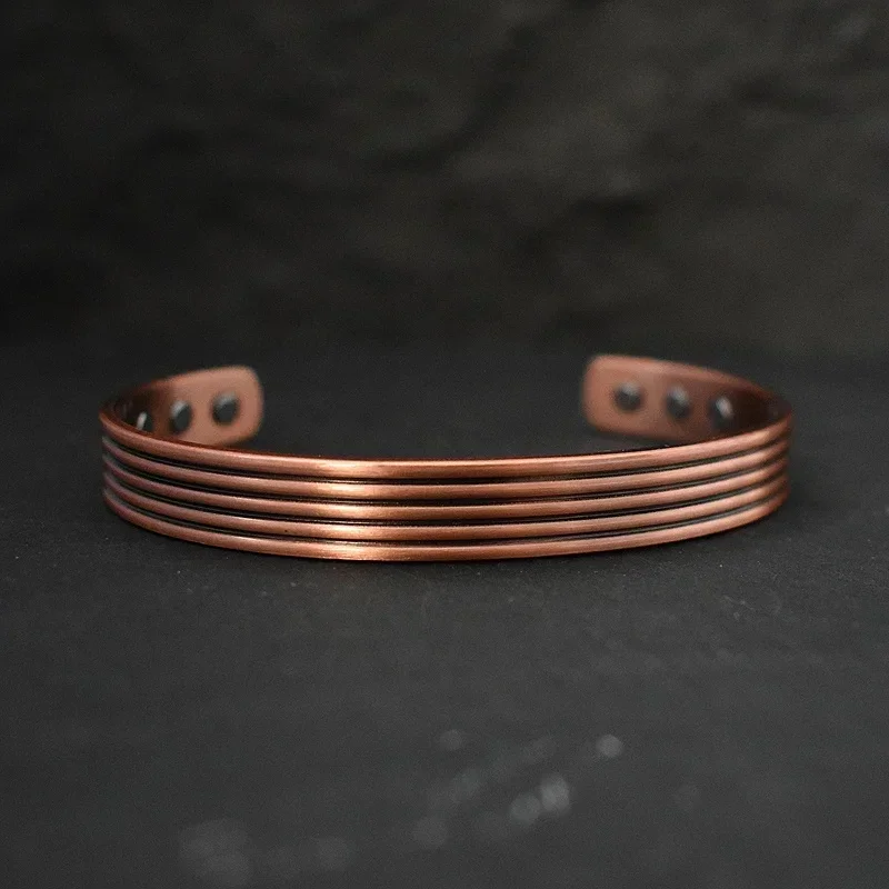 Pure Copper Bracelets Simplicity Cuff Magnetic Bangles for Women Men Arthritis Health Solid Copper Jewelry Gift for Him