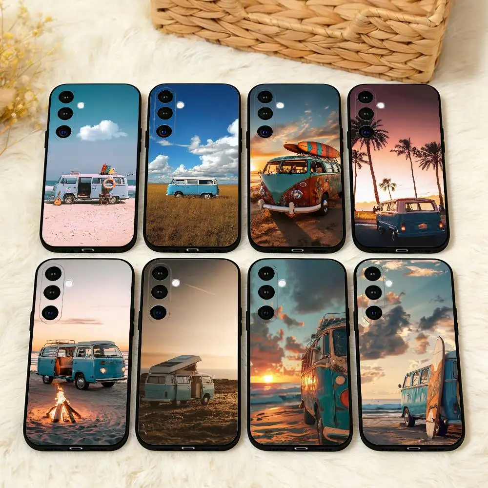 

C-Combi V-Van Surfs Phone Case For Samsung A73,A21s,A22,A31,A32,A52,A53,A71,A80,Soft Black Shell