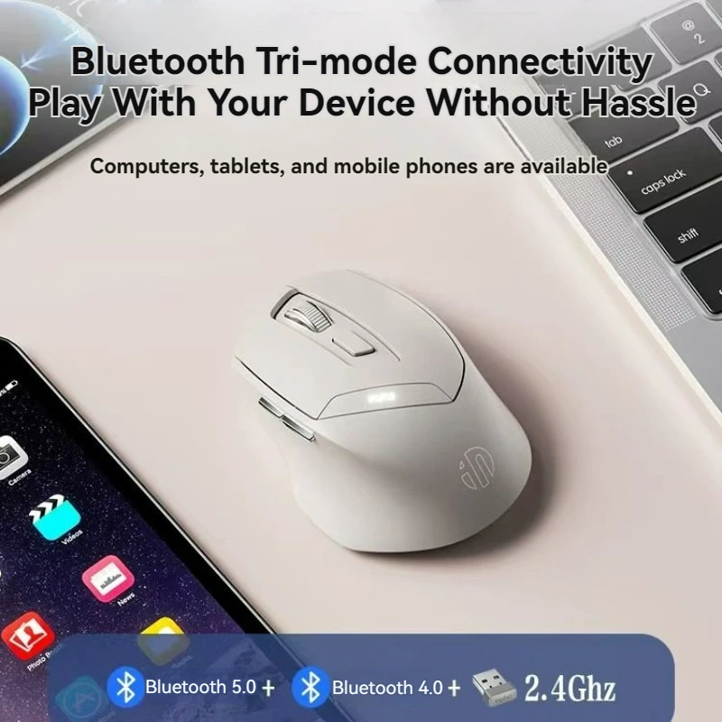 Bluetooth Tri-mode Mouse Rechargeable 2.4G Wireless Mouse Office Mute Support PC Laptop Tablet Smartphone Universal Mouse