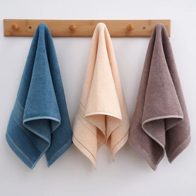 2pcs Pure Cotton Towel Thickened Absorbent  Bath Towel Quick Absorbent Soft Quick Dry Solid Color Golden Silk Face Towel