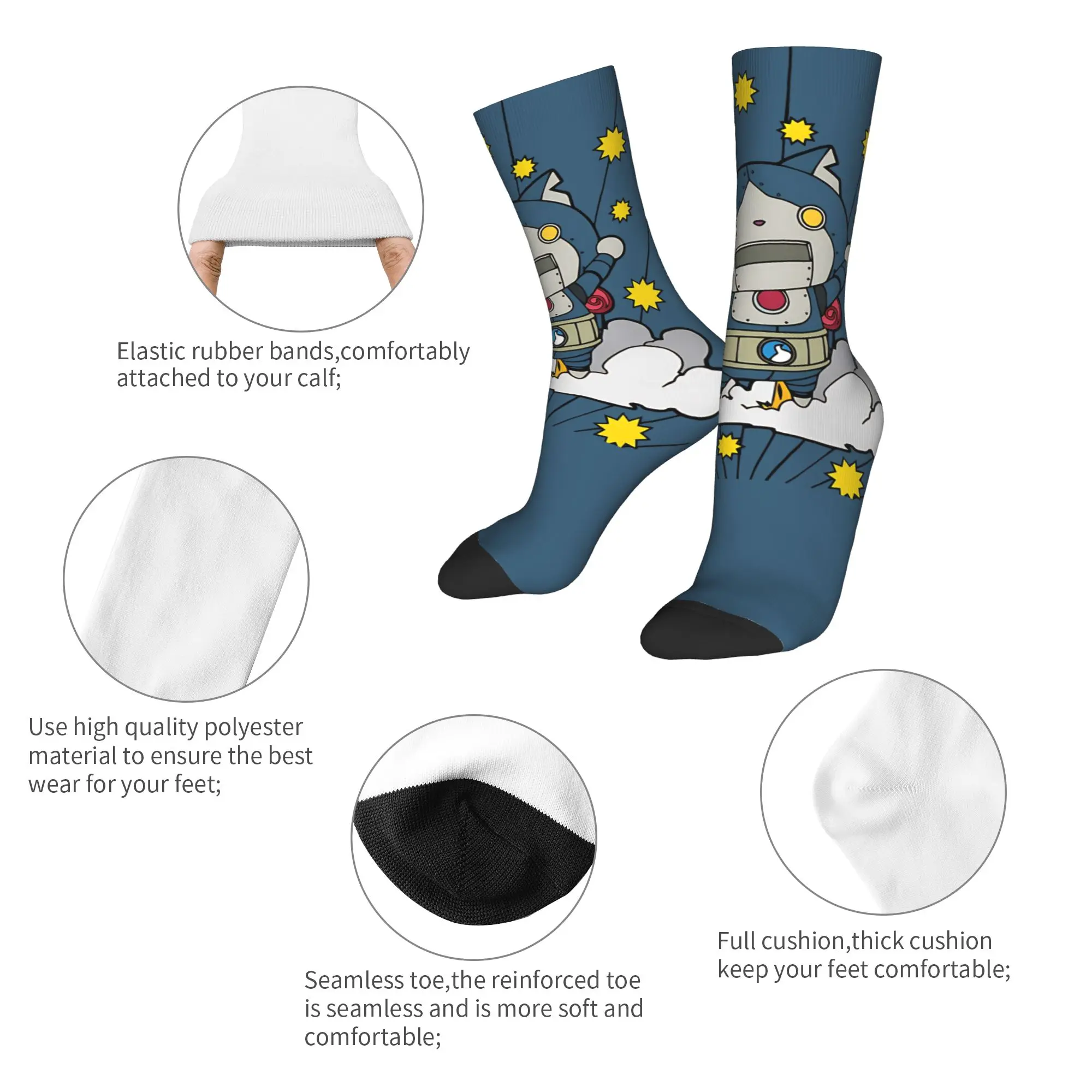 Fashion Yokai Watch Game Soccer Socks Robonyan Polyester Crew Socks for Unisex Breathable