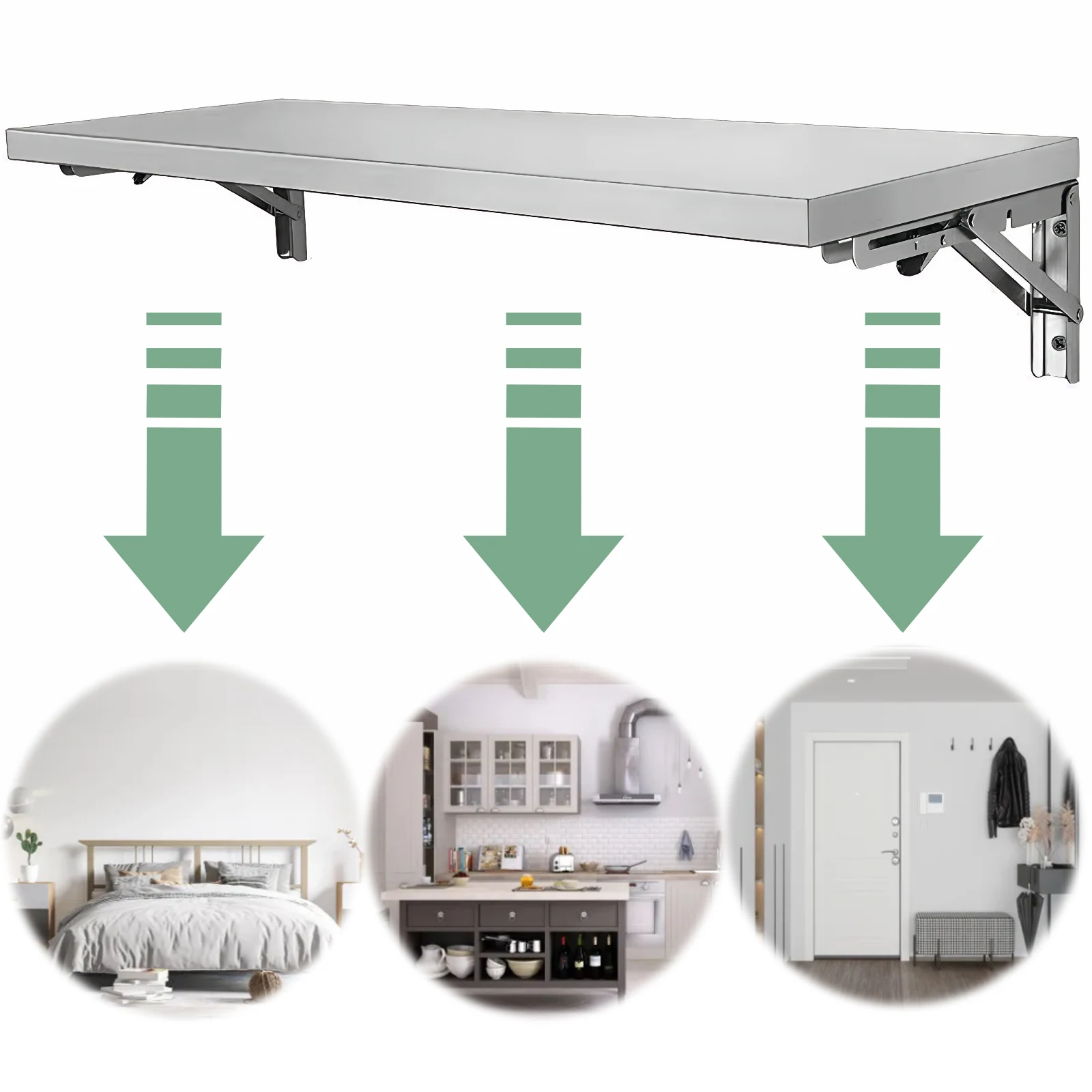 

201 Stainless Steel Wall Mounted Folding Table Easy To Install Commercial Prep Table Campervan Bracket for Kitchen Dining Room