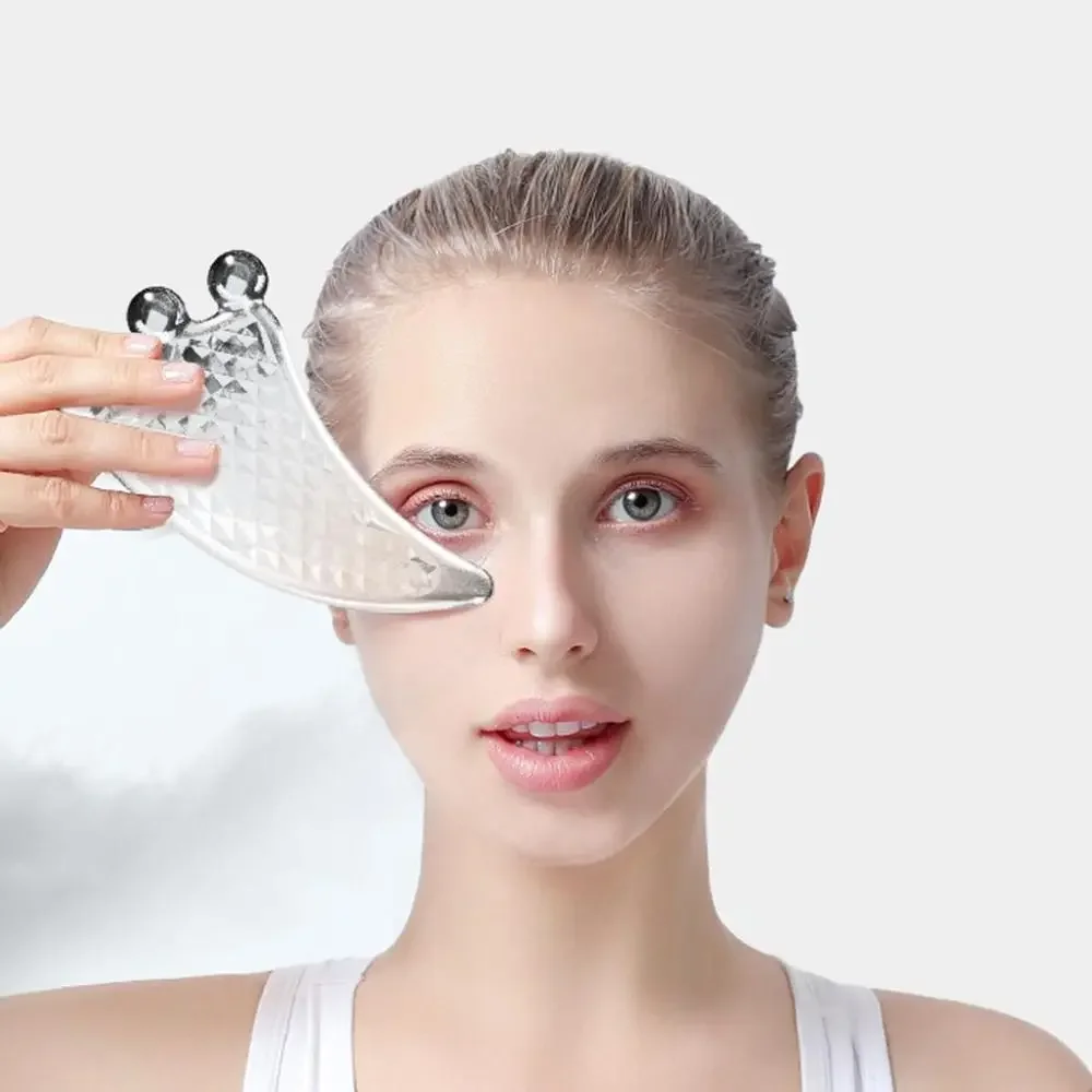 

3 Beads Crystal Gua Sha Board Neck Nose Massage Scraper Facial Lifting Wrinkle Removal SPA Scrap Massage Women Body Massage Tool