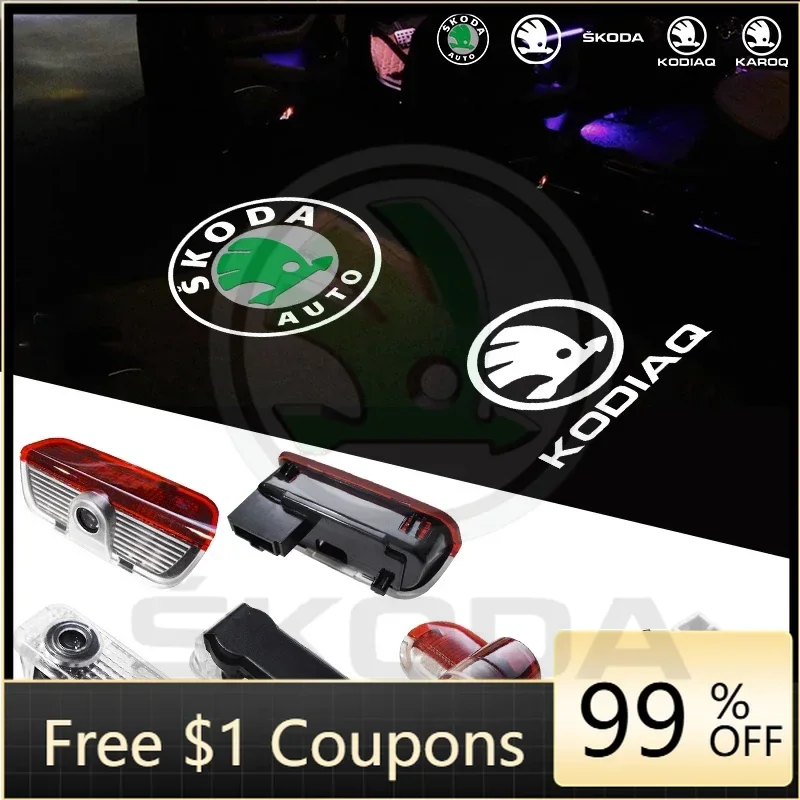 

Car Stickers 2025 Hot 2pcs Car LED Projector Ghost Logo Lamp Auto Door Welcome Shadow Lights For Skoda Superb SUPERB Superb Octa