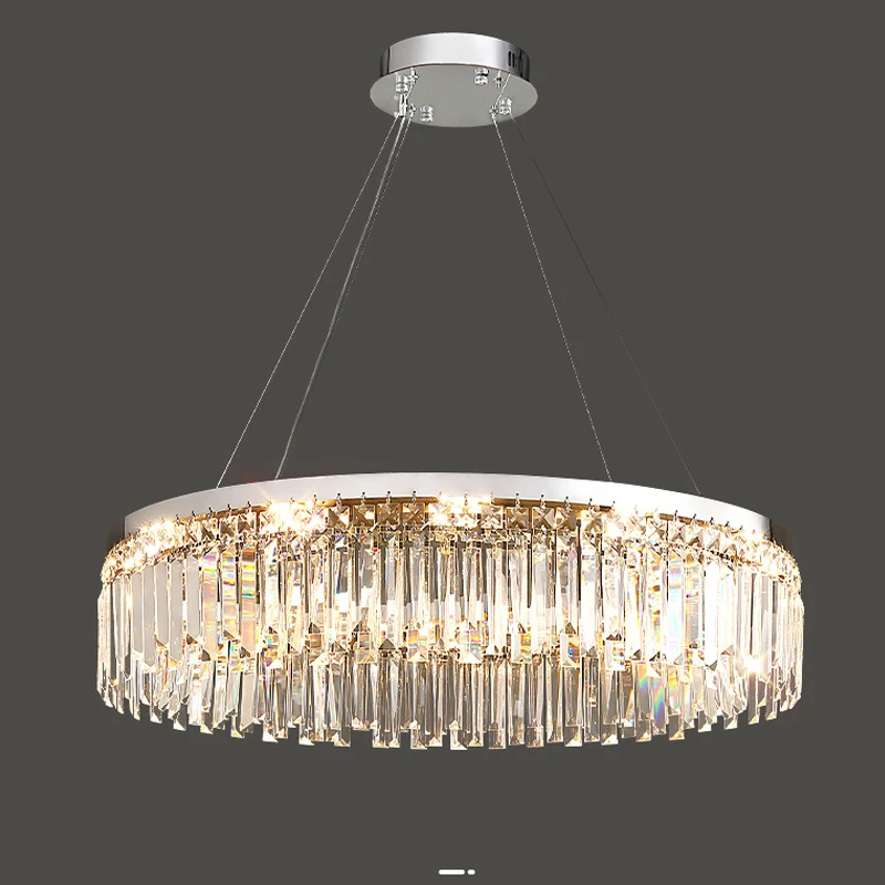 Light luxury living room crystal ceiling chandelier modern simple atmospheric chandelier indoor round art lighting fixtures