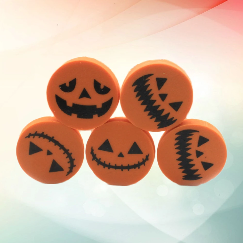 24 PCS/Set Pumpkin Eraser Round Shape Pencil Cartoon Hollow Random Pattern Shaped