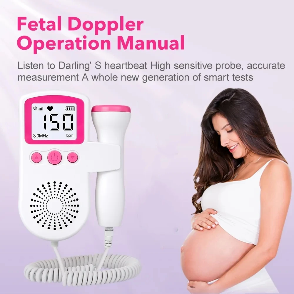 Fetal Doppler Heart Rate Monitor for Pregnancy Baby Heartbeat Monitoring Sonar Stethoscope Heartbeat Detector No Radiation