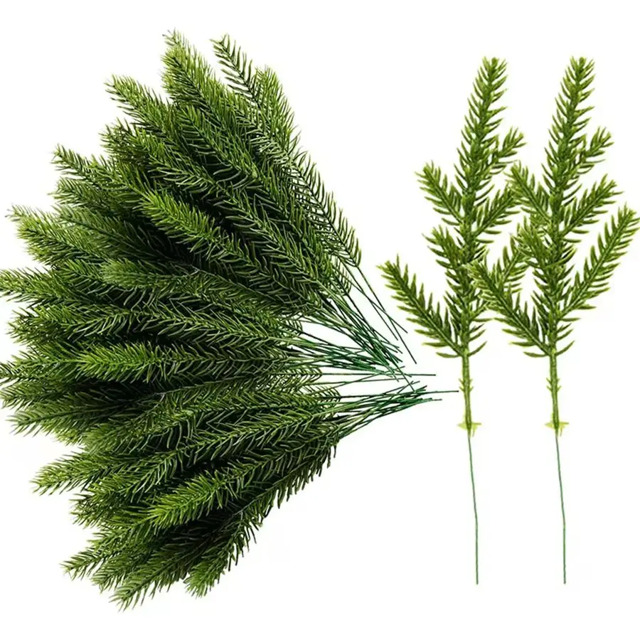 

10/15pcs Artificial Plant Hot sale Christmas Tree Pine Needles New Year Decor Home Outdoor Garden Scrapbook Diy Gift Candy Box