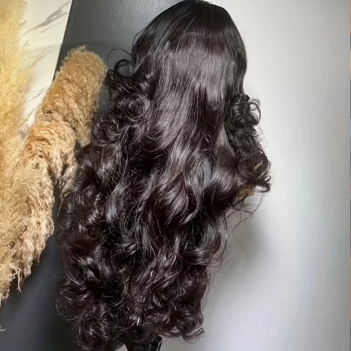13x6 Body Wave Lace Front Perücken aus Echthaar, vorgezupft, 200% Dichte, 13x4 HD Transparente Lace Frontal Perücken für Frauen, Natur Schwarz