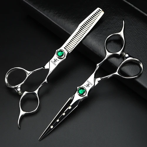 Imagen 2 del producto XUANFENG VG10 Acero Esmeralda Tornillo Tijeras para el cabello plateadas Tijeras de corte de peluquero y tijeras de adelgazamiento