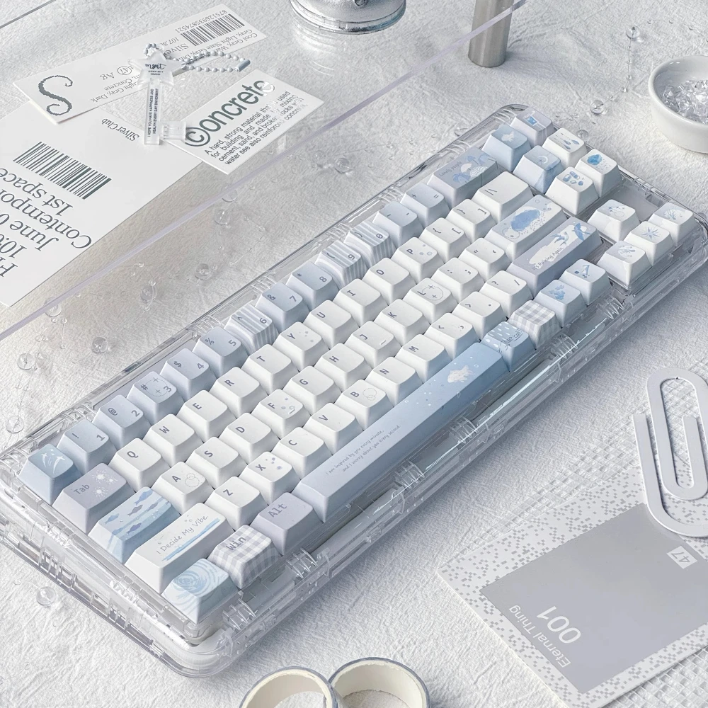 الأزرق الطيور موضوع Keycap 142key PBT + PC مخصص الحد الأدنى الأزرق غطاء لوحة المفاتيح الكرز الشخصي الألعاب KeyCap للوحة المفاتيح الميكانيكية