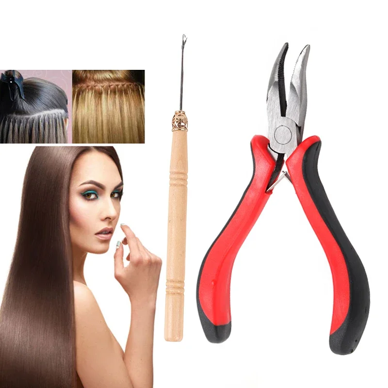 

Extension Tool Hair Crochet Hair Needle Clamp Ring Pliers Hair Extension Tool Kits Micro Loop Extension Steel Metal