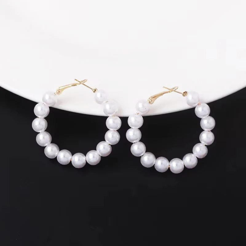 Trendy Neue Weiße Hängende Ohrringe für Frauen Transluzente Acryl Blume Baumeln Ohrringe Strass Imitation Perle Ohr Schmuck – Detail 31