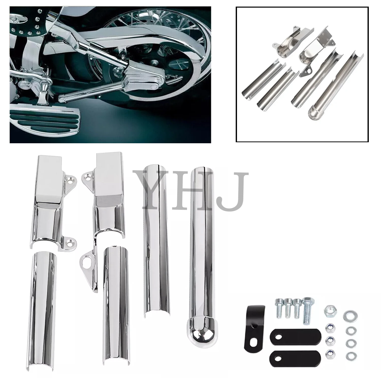 

Rear Swingarm Tube Covers For Harley Motorcycle Softail FXST EFI FXSTI FLSTC EFI FLSTCI FLSTS EFI FXSTSI 2000-2007 Chrome