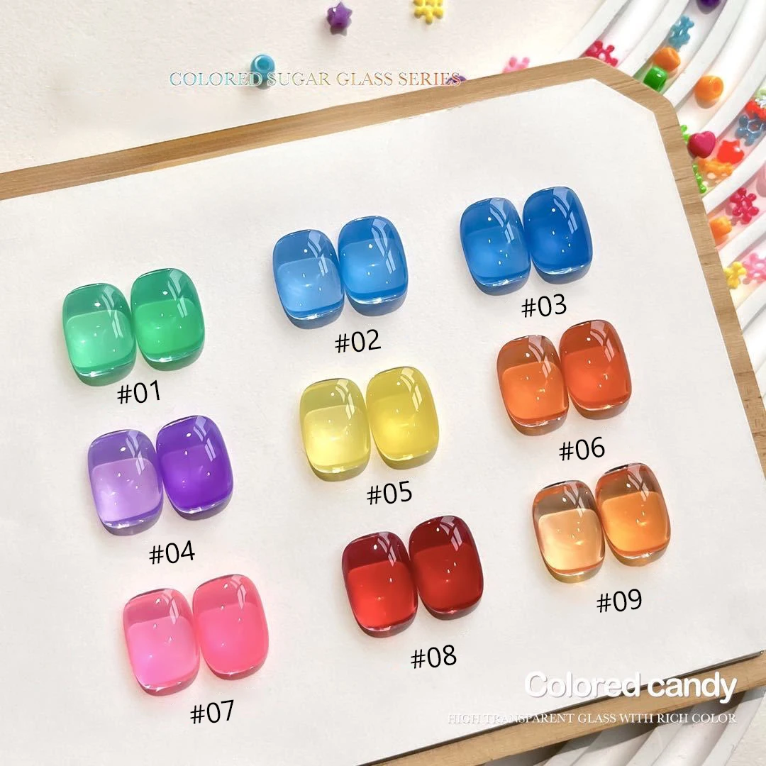 

Colorful Gel Nail Polish 2026 Popular Online Nail Art: Icy Clear Dopamine Seven Candy Colors High-transparency Jelly 1pcs
