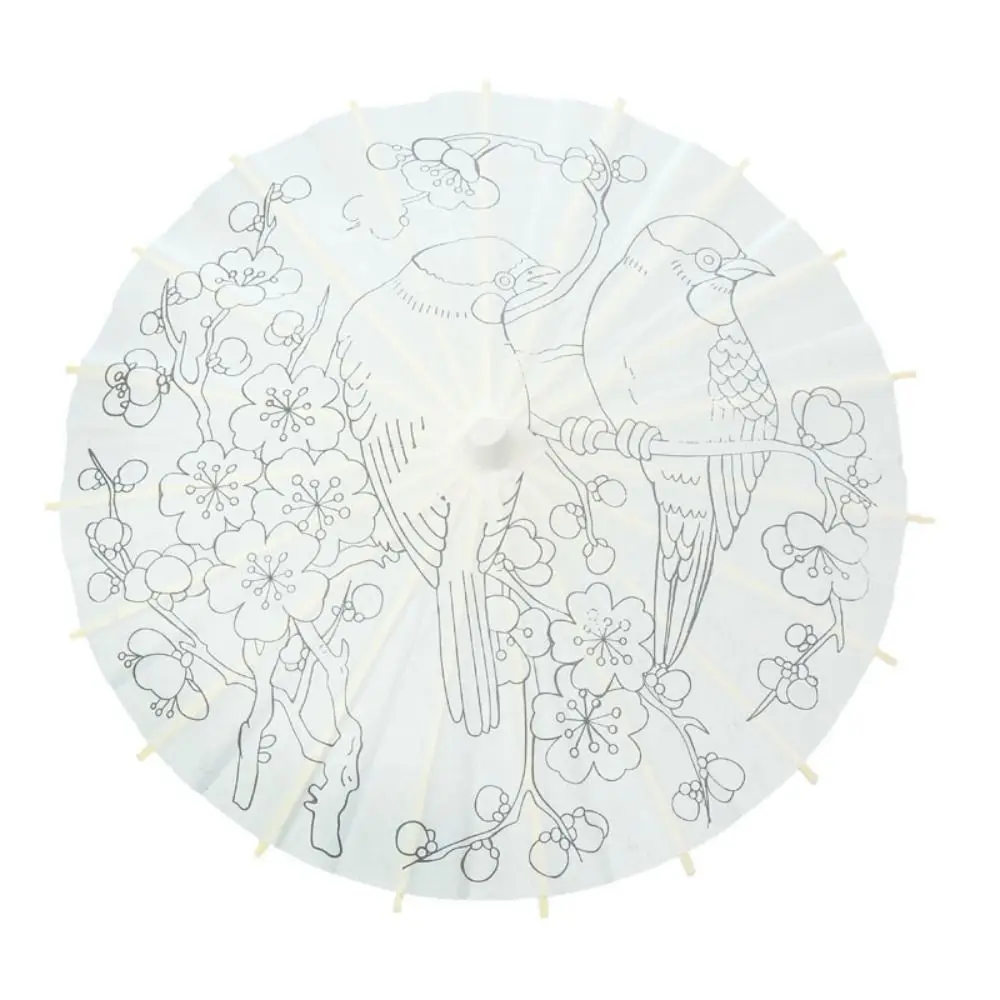 

Handmade for Baby Shower Long-handle DIY Wedding Birthday Photography Prop Dance Prop Paper Umbrella Painting Supplies