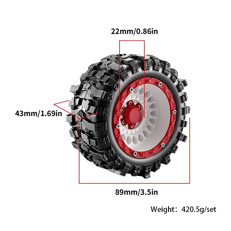 4PCS High Grip Off-Road RC Wheel Tire Sets for 1/14 1/16 Traxxas Summit E-Revo Arrma Mini Kraton 3S MJX Hyper Go HBX Haiboxing