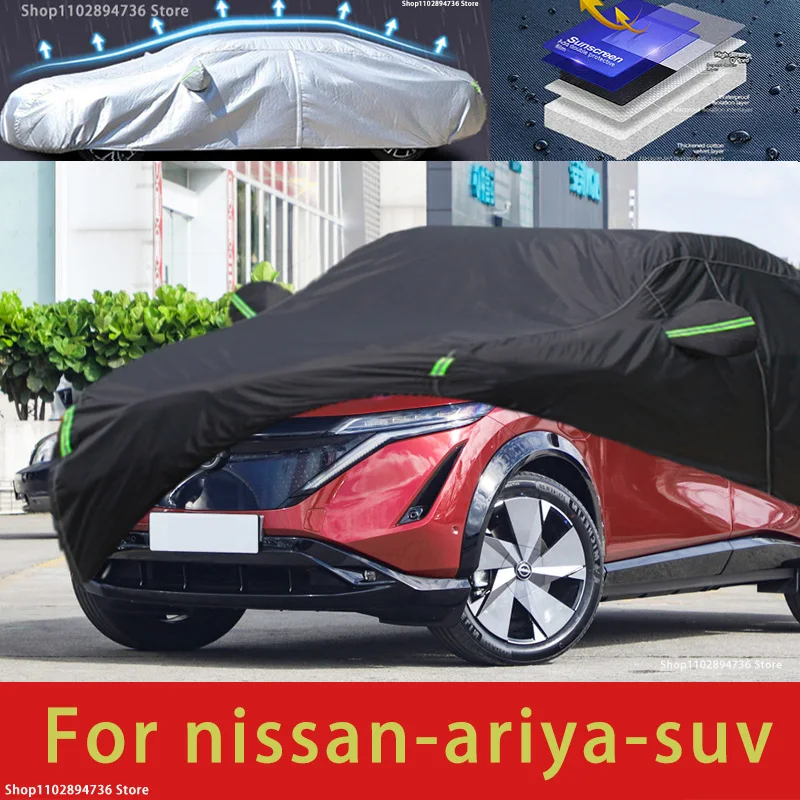 For Nissan Ariya Fit Outdoor Protection Car Covers Snow Cover Sunshade Waterproof Dustproof Exterior black car cover