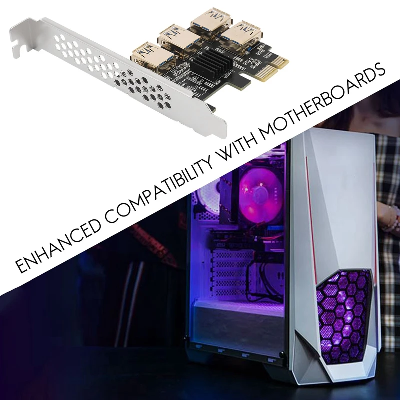 New 4 Ports Pcie Riser Adapter Board PCI-E 1X To 4 USB 3.0 PCI-E Rabbet GPU Riser Extender Ethereum ETH/Monero XMR/Zcash ZEC 16X