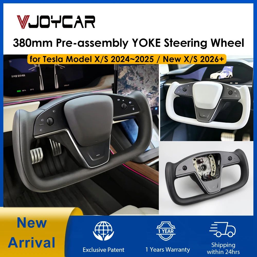 VJOYCAR 2026 Newest for Tesla New Model X 380mm YOKE Steering Wheel for Model S Pre-installed YOKE Racing Handle with Heating