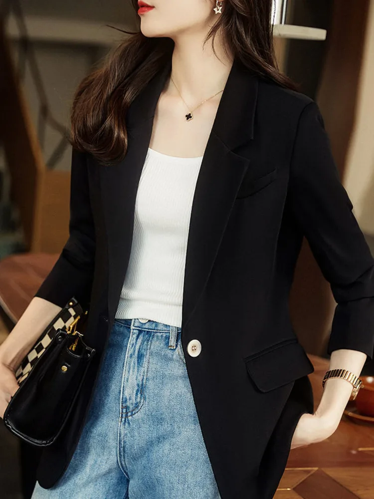 Blazer Frauen Solide Elegante Lose Einfache Klassische Modische Langarm Temperament Alle-match Blazer Chic Kleidung NEUE