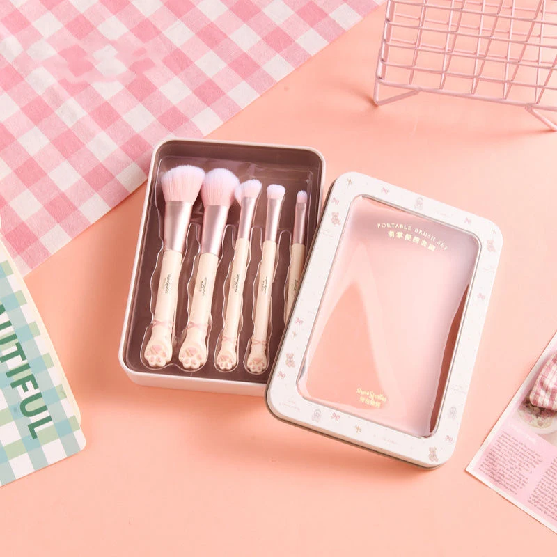 Makeup Brushes Set 5 Pcs Premium Synthetic Foundation Powder Concealers Eye shadows Blush Vegan Makeup Brushes