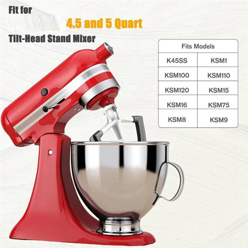 خلاط فليكس مجداف الخافق Forkitchenaid 4.5-5 كوارت مرفقات خلاط برأس مائل حواف سيليكون مرنة وعاء مكشطة-A77G