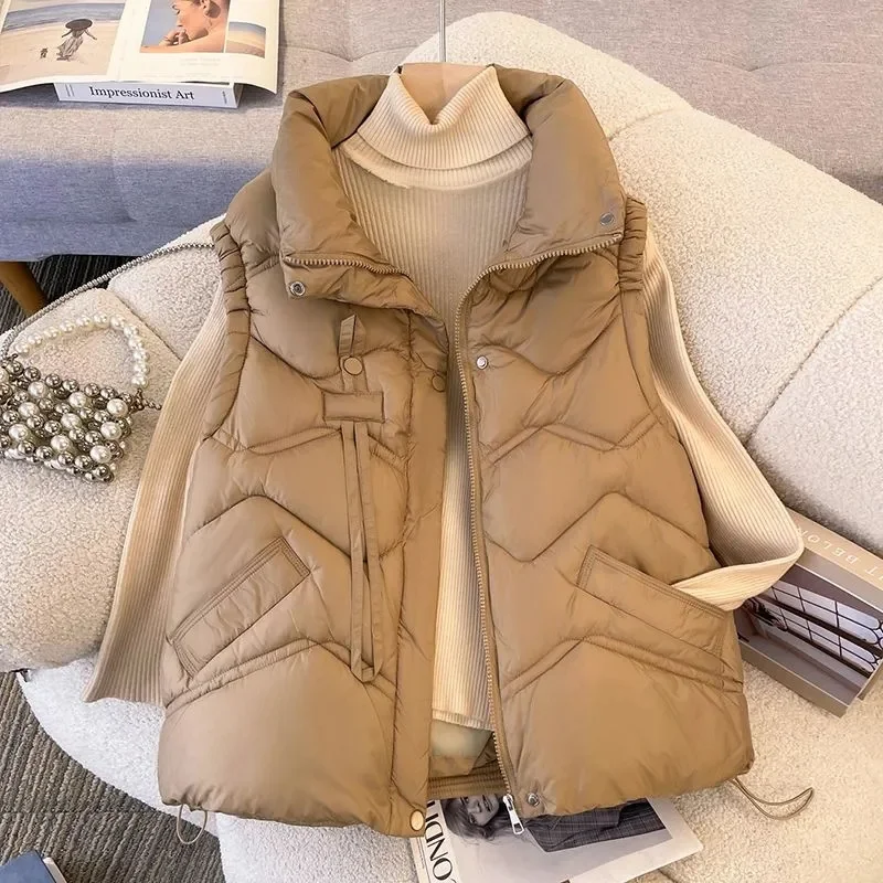 

Women's Winter Jacket Lady Waistcoat Cotton Padded Vest with Zipper Closure Turn-down Collar for Outdoor Windproof Outwear
