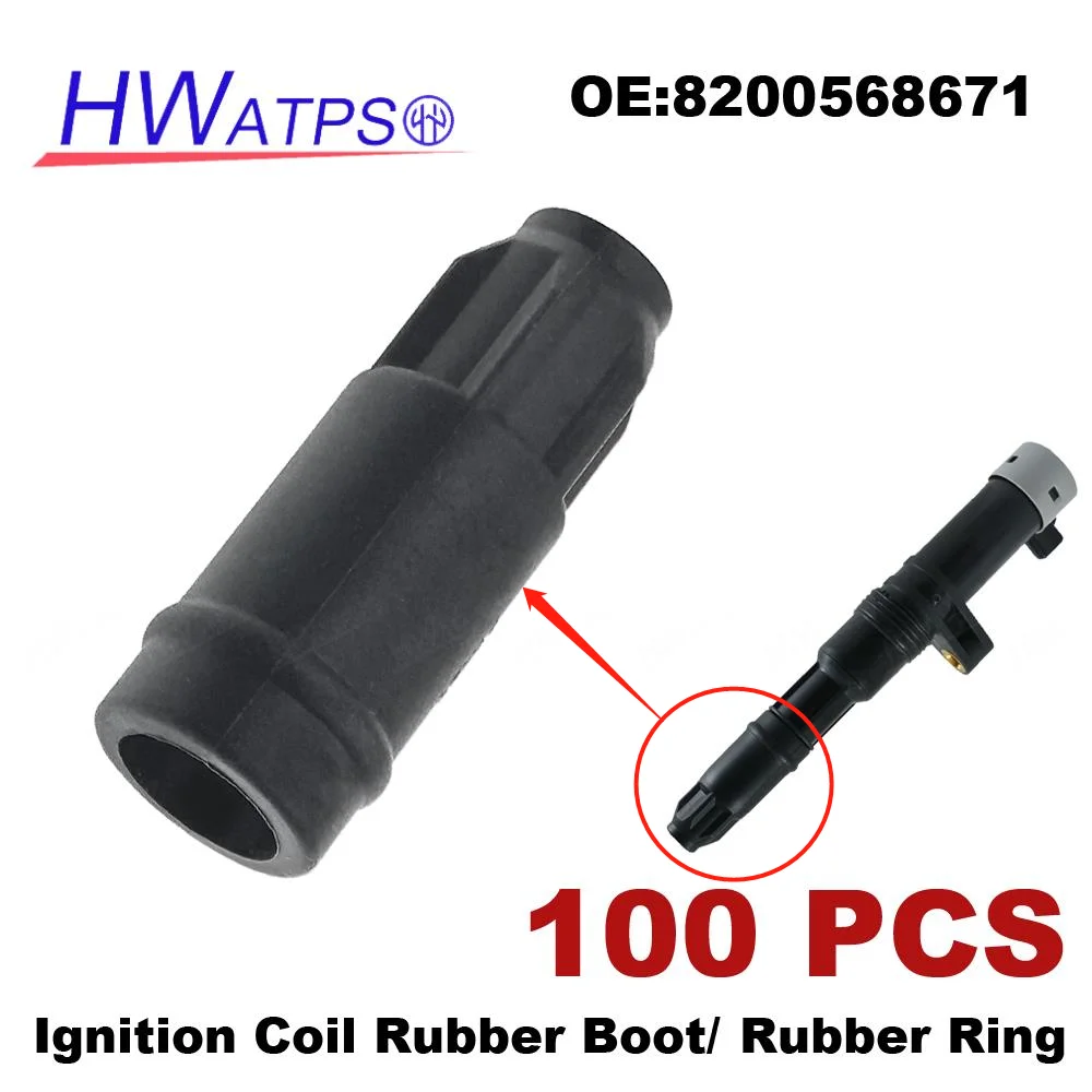 100 Pcs Spark Plug Cap Connector Ignition Coil Rubber Boot Renault Scenic J84 Megane X84 Kangoo 8200765882 8200672564 8200568671