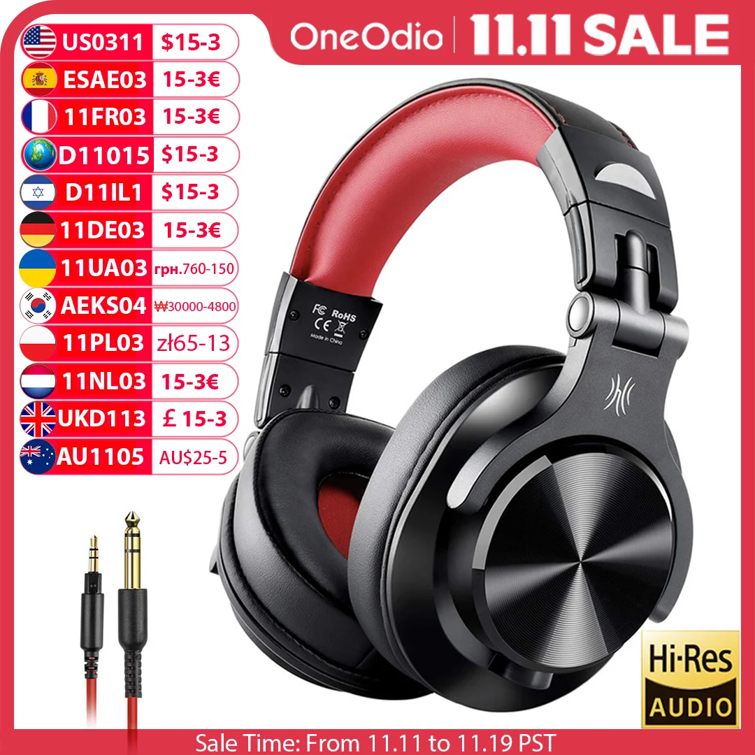 Oneodio A71 cuffie cablate sopra l'orecchio con microfono Studio cuffie DJ Monitor professionale registrazione e miscelazione cuffie per giochi