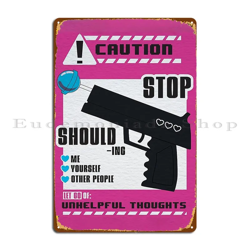 Warning Stop Shoulding Yourself Metal Sign Decoration Personalized Cinema Bar Cave Rusty Tin Sign Poster