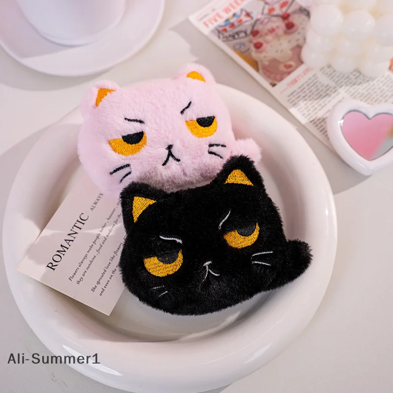 【E】귀여운 만화 고양이 키체인 플러시 인형 펜던트 키링 여성 소녀 가방 장식 자동차 키 체인 선물 액세서리